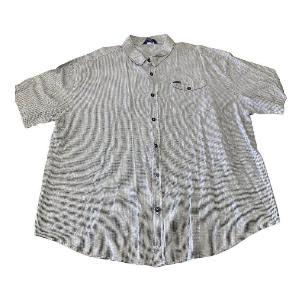 ROCAWEAR Size 5XB Black White Plaid Short Sleeve 100% Cotton Button Up Shirt